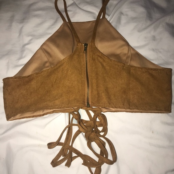 Tie around suede crop top - Picture 4 of 4
